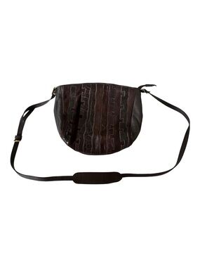 MARMI New York Vintage Patchwork Leather Crossbody Bag Brown Suede Mixed